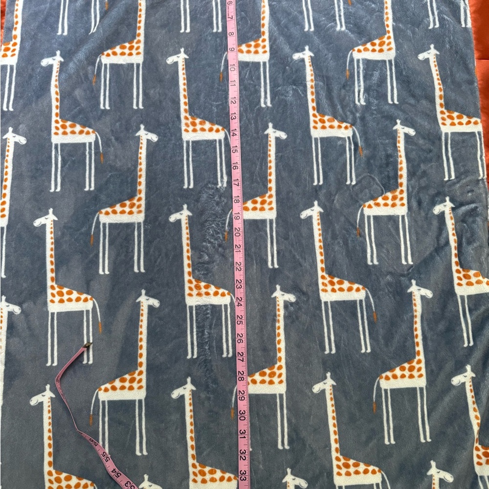 Gray Minky Couture Blanket with Giraffe Print